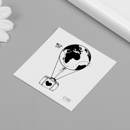 Tattoo on the body Black "Ball with a suitcase" 6x6 cm-4
