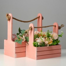 A set of wooden pots 2 in 1 (25.5 × 15 × 30; 20 × 12 × 23) 