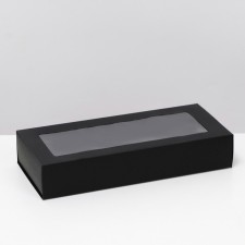 Box fold, pencil case, with a window, black, 27 x 12 x 5 cm