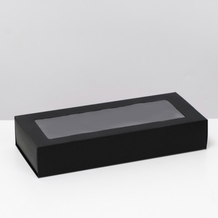 Box fold, pencil case, with a window, black, 27 x 12 x 5 cm