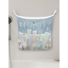 Organizer in a bath on suction cans of the New Year, for storing toys and trifles, size 33x39 cm