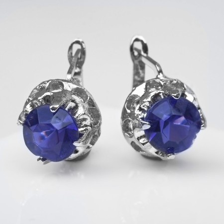 Earrings with rhinestones "Edel" circle, blue-violet color in silver-1