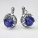 Earrings with rhinestones "Edel" circle, blue-violet color in silver