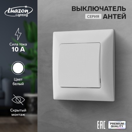 Luazon Lighting "Antei" switch, 10 A, 1 key, hidden, white