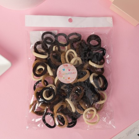 Hair elastic band "Mahrushka Sport" (set 100 pcs) 2.5 cm, brown tones-2