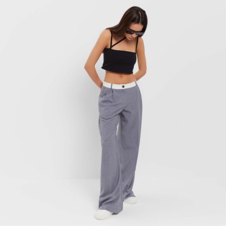Women's pants with contrasting belt MIST R.42, Gray-5