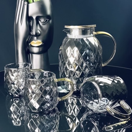 Drinking drink Lenardi, 6 glasses and a decanter 1.75 liters-1