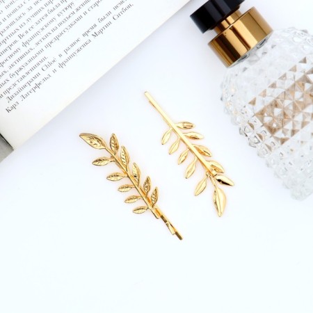Invisibility for hair "Liberty" (set 2 pcs) leaflets, 7.3 cm, gold-1
