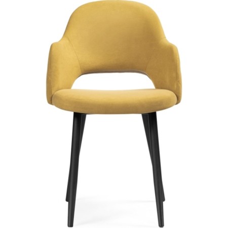 Stool on a metal frame Gutride metal/velor, black/yellow 51x56x82 cm-2