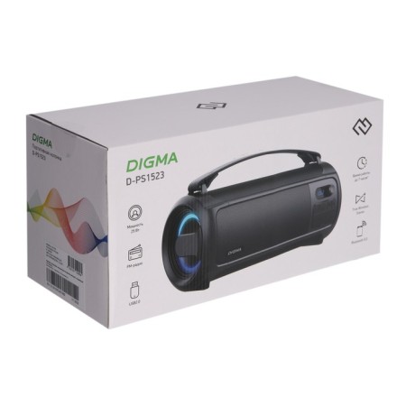 Digma D-PS1523, 25W, BT, Microsd, USB, AUX, FM, 1800 Mach, black-7