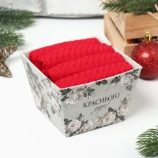 Set of kitchen towels of the Dolyana, col. Burgundy, 35x60 cm - 4pcs, 100% HL, waffle 220 g/m2