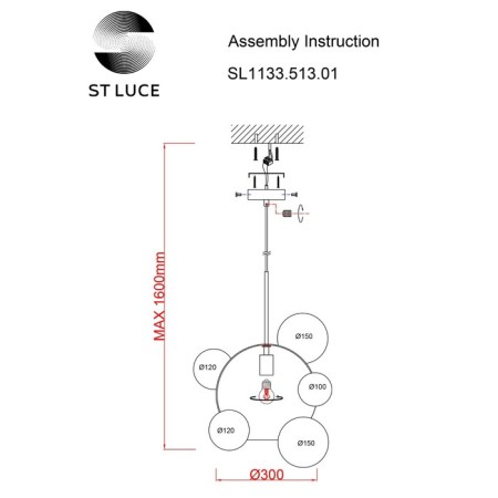 Suspension lamp ST LUCE. SL1133.513.01. Bopone. 1x60 W, E27, 52x52x55 cm, brass color-6