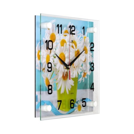 Watch wall interior "bouquet of daisies", silent, 25 x 25 cm, aa-2