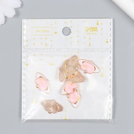 Decor for creativity metal, enamel "heart in the belt of Orion" Pink 2x1.3 cm-4
