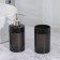 Set for the bathroom 3 objects: a glass for toothbrushes, a dispenser, soap dish, black color