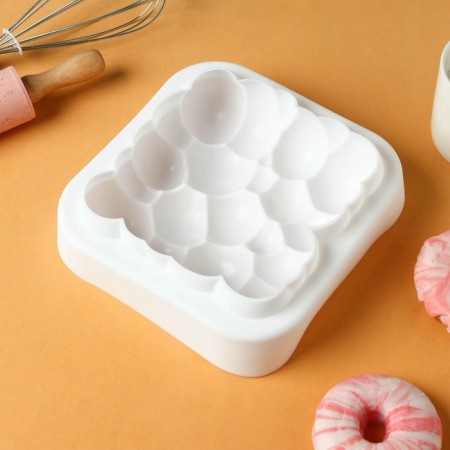 Form for mousse desserts and baking konfinetta "air bubbles", silicone, 20 × 5.5 cm, white color-1