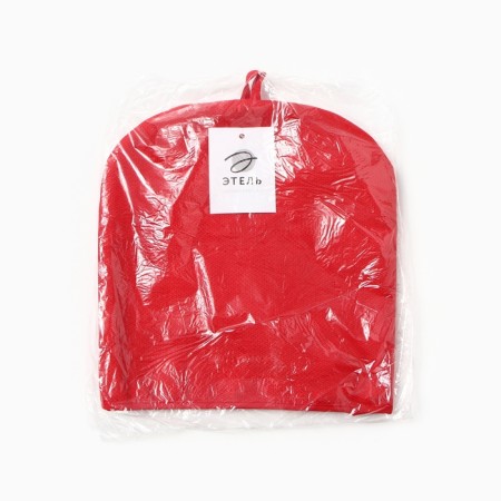 Новый год.Грелка на чайник Этель Home collection red 28х28см, 61%лён, 39%хл-6