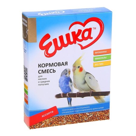 Feed "Eshka" for small and medium parrots, assorted, 500 g