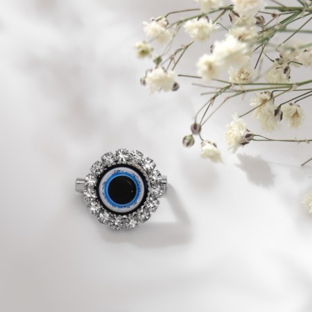 Bulad-converter "Protection from the evil eye", 1.8 cm, blue color in silver-1