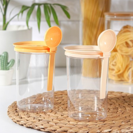 Bank for bulk products, 700 ml, with a spoon, color mix-3