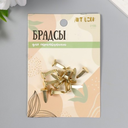 Brads for creativity metal "gold" set 15 pcs 1.5 cm 15.5x8.8x2 cm