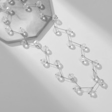 Zigzag beads transparent, d = 0.6, white color in silver, 30 cm