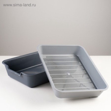 Toilet with a grid "Bella" for cats, 37 x 27 x 8 cm, gray-3