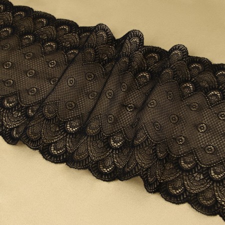 Lace elastic fabric, 190 mm × 2.7 ± 0.5 m, black color-2