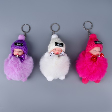 Soft toy "Doll" in a hat, on a key fob, 11 cm, color mix-4