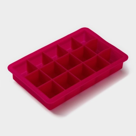 Form for ice “Cube”, silicone, 18.5 × 11.8 × 3 cm, 15 cells 3.4 × 3.4 cm, pink color-2