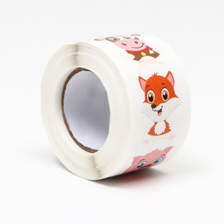 Stickers in the roll "Lovely animals", 500 pcs, 3.8 x 3.8 cm-2
