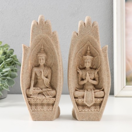 Souvenir Polystone "Buddha and palms" Sand set 2 pcs 9x11.5x21.5 cm