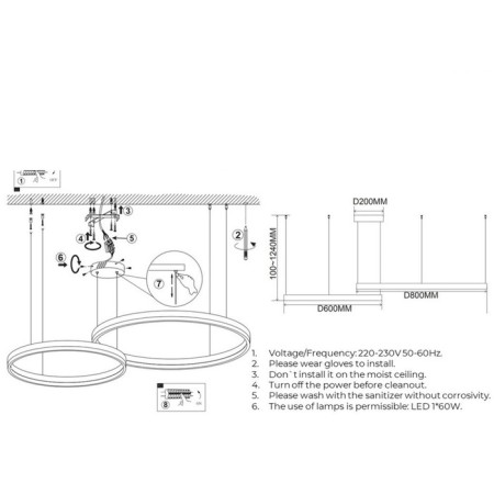 Suspended chandelier Armel LED 4000K 60W-6