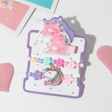 The kit of children's “chosen” 3 subjects: hairpin, 2 bracelets, unicorn, color
