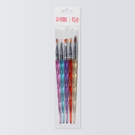 A set of brushes for building and design of nails, 5 pcs, 18 cm, multi -colored-4