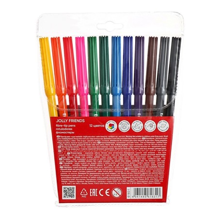 Fleeters 12 colors, Erichkrause, "Jolly Friends Super Washable" Mix-5