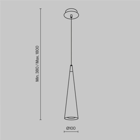 Suspended Technical P318PL-01B, 1xGU10, 40W, 8x8x32 cm, black color-6