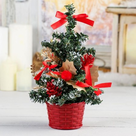 Christmas tree decor "New Year's delight" 20 cm, red bows-1