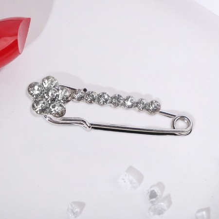 Small Walking Path with forget -me -not, 4 cm, white color in silver-3