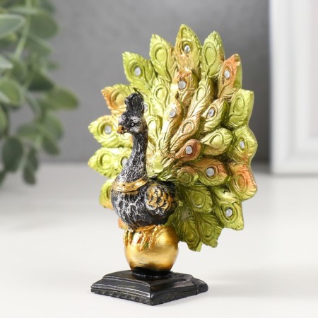 Souvenir Polystone "Peacock on the Ball" set of 7 pcs h = 10; 9.3; 8.3; 7.5; 6.5; 5.5; 5 cm-6