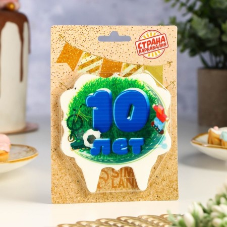 Candle for cake Tigor Cloud "Jubilee" Blue "10", 6.5 cm-2