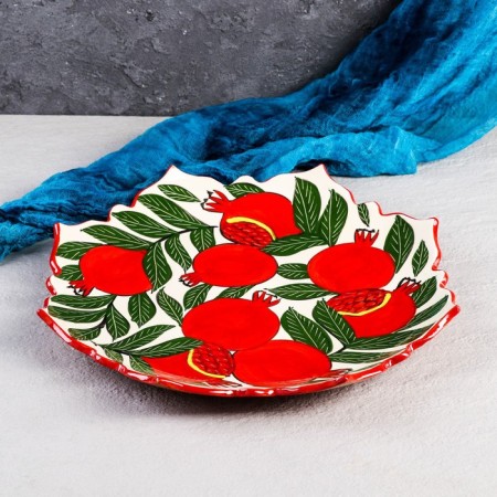 Largan Rishtan ceramics "Grenat", 32 cm, corrugated