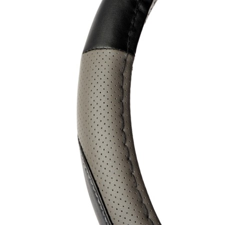 Braid on the steering wheel Nova Bright eco -leather, black, perforation, gray inserts, size m-2