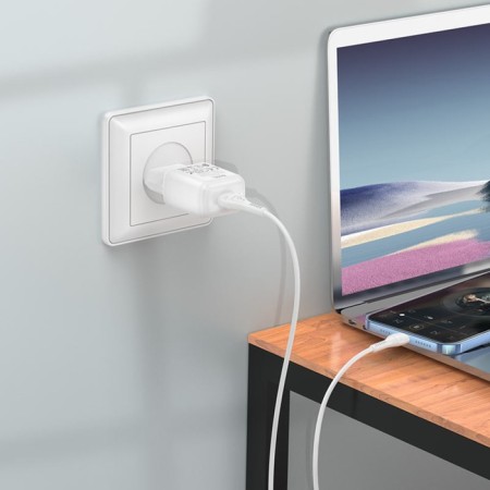 Network charger Hoco C96a, 1 USB, 2.1 A, Lightning cable - USB, 1 m, white-1