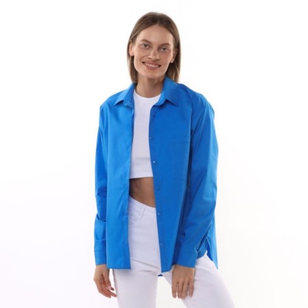 Women's shirt with pocket, blue color, size 46