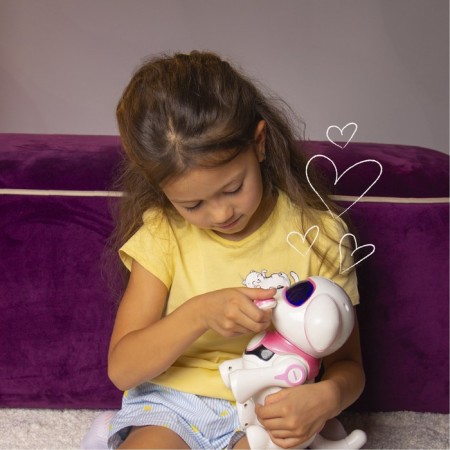 Robot dog “Chappi” IQ Bot, interactive: touch, light, sound, musical, dancing, on the battery, in Russian, pink-11