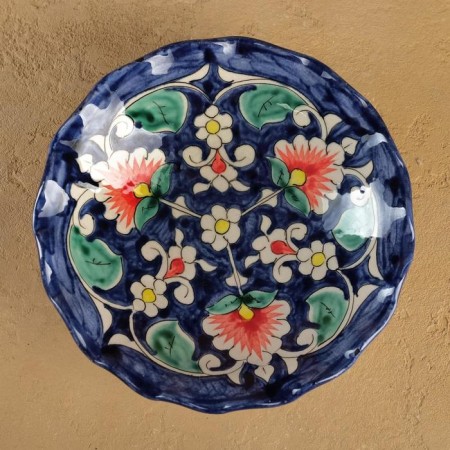 Candy of Rishtan ceramics "Flowers", 16 cm, blue-1