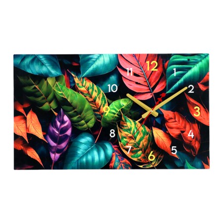 Carty clock wall-colored "multi-colored leaves", silent, 35 x 60 cm-2