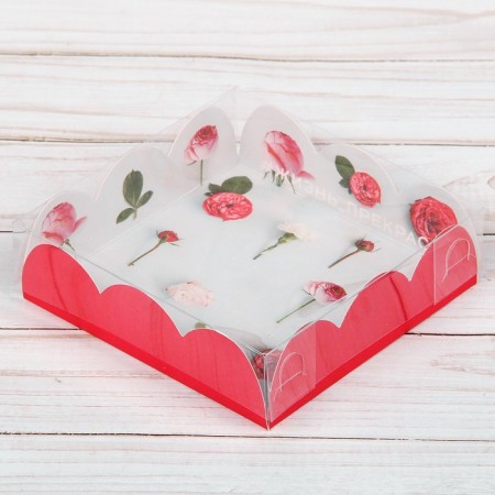 Cookie box, confectionery packaging with PVC lid, “life is beautiful”, 10.5 x 10.5 x 3 cm