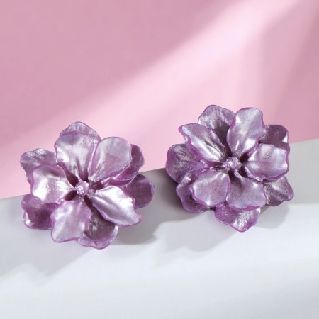 Earrings plastic "Blocked bud" radiance, purple color-1